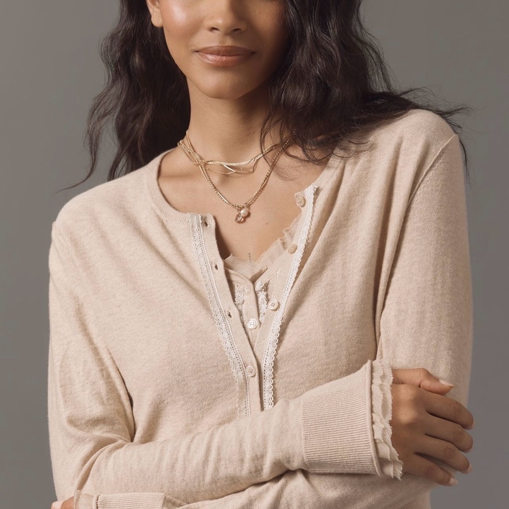 Anthropologie Lace Trim Cardigan - Picture 3 of 8